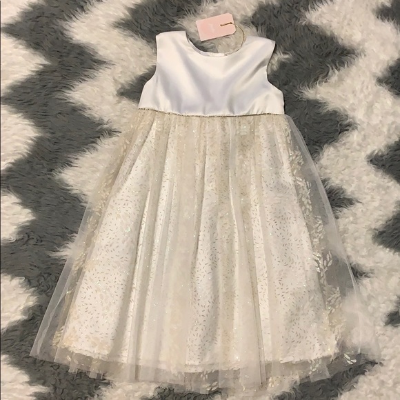 Golden EMB Dress white